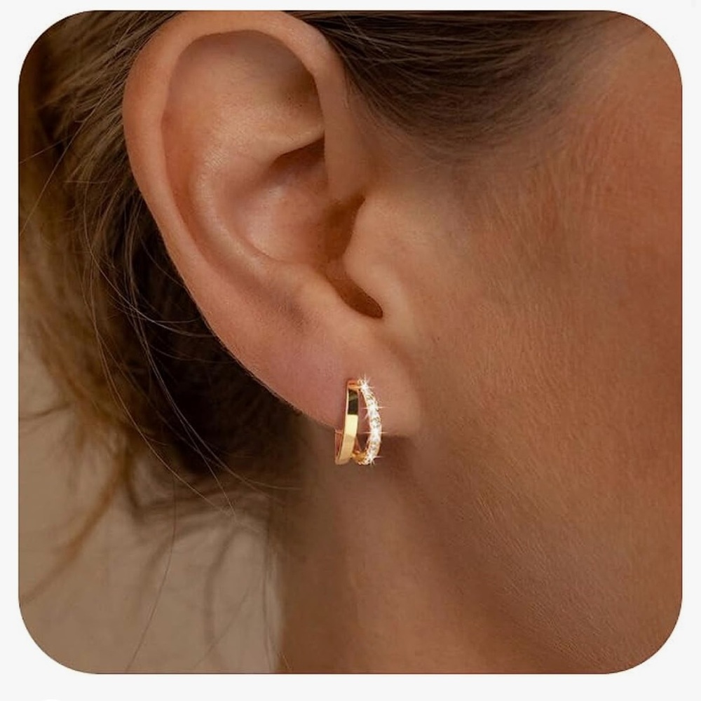 NWT Chunky Hoop Earrings for Women, Trendy 14K Gold or Silver Plated Available